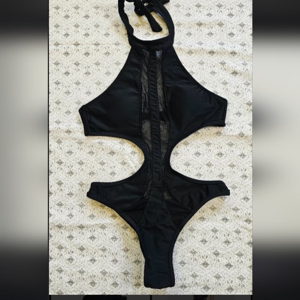Black One-Piece Cutout Swimsuit